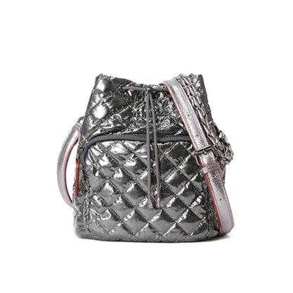 Anthracite Metallic Crosby Drawstring Bucket Bag