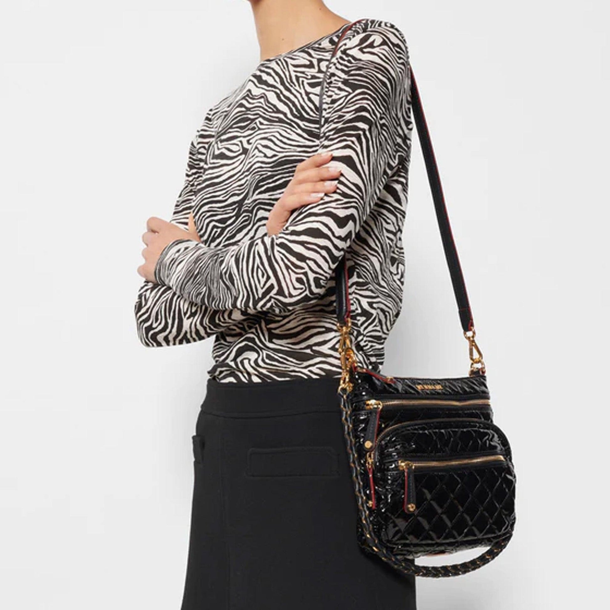 Black Lacquer Downtown Crosby Crossbody - Cosmos Boutique New Jersey