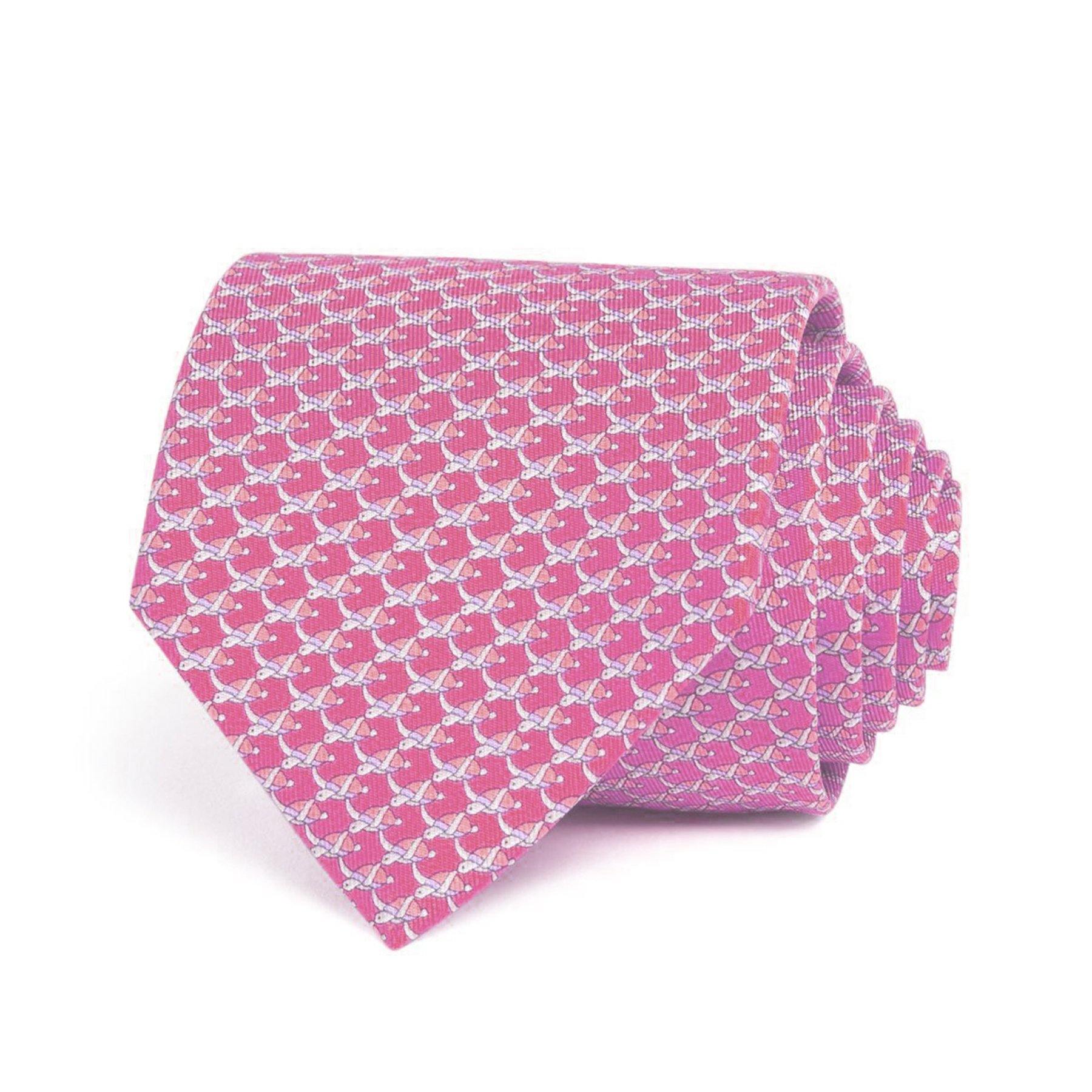 Turtle Print Silk Tie Pink - Cosmos Boutique New Jersey