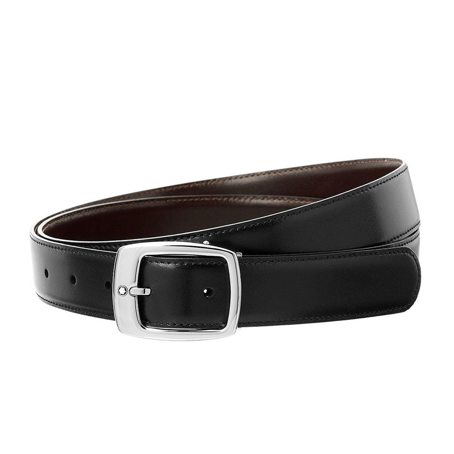 Palladium-Coated Pin Buckle Reversible Leather Belt - Cosmos Boutique New Jersey